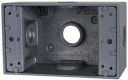 Cooper Crouse-Hinds - 1 Gang, (5) 1/2" Knockouts, Aluminum Rectangle Outlet Box - 4-9/16" Overall Height x 2-7/8" Overall Width x 2" Overall Depth, Weather Resistant - USA Tool & Supply