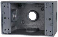 Cooper Crouse-Hinds - 1 Gang, (5) 1/2" Knockouts, Aluminum Rectangle Outlet Box - 4-9/16" Overall Height x 2-7/8" Overall Width x 2" Overall Depth, Weather Resistant - USA Tool & Supply