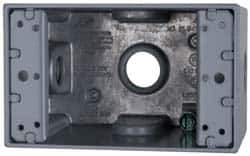 Cooper Crouse-Hinds - 1 Gang, (3) 1/2" Knockouts, Aluminum Rectangle Outlet Box - 4-1/4" Overall Height x 2-7/8" Overall Width x 2-21/32" Overall Depth, Weather Resistant - USA Tool & Supply