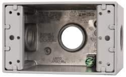 Cooper Crouse-Hinds - 1 Gang, (3) 3/4" Knockouts, Aluminum Rectangle Outlet Box - 4-1/4" Overall Height x 2-7/8" Overall Width x 2-21/32" Overall Depth, Weather Resistant - USA Tool & Supply