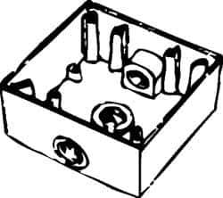 Cooper Crouse-Hinds - 2 Gang, (3) 1/2" Knockouts, Aluminum Rectangle Outlet Box - 4-9/16" Overall Height x 4-5/8" Overall Width x 2-1/16" Overall Depth, Weather Resistant - USA Tool & Supply