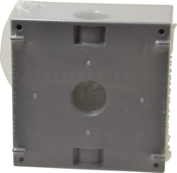 Cooper Crouse-Hinds - 2 Gang, (5) 3/4" Knockouts, Aluminum Rectangle Outlet Box - 4-9/16" Overall Height x 4-5/8" Overall Width x 2-1/16" Overall Depth, Weather Resistant - USA Tool & Supply