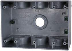 Cooper Crouse-Hinds - 3 Gang, (7) 3/4" Knockouts, Aluminum Rectangle Outlet Box - 2-5/8" Overall Depth, Weather Resistant - USA Tool & Supply