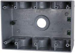 Cooper Crouse-Hinds - 3 Gang, (7) 3/4" Knockouts, Aluminum Rectangle Outlet Box - 2-5/8" Overall Depth, Weather Resistant - USA Tool & Supply