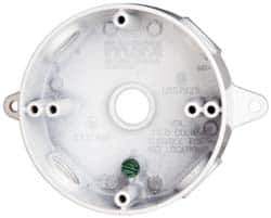 Cooper Crouse-Hinds - 1 Gang, (4) 1/2" Knockouts, Aluminum Round Outlet Box - 4-1/8" Overall Height x 4" Overall Width x 1-1/2" Overall Depth, Weather Resistant - USA Tool & Supply