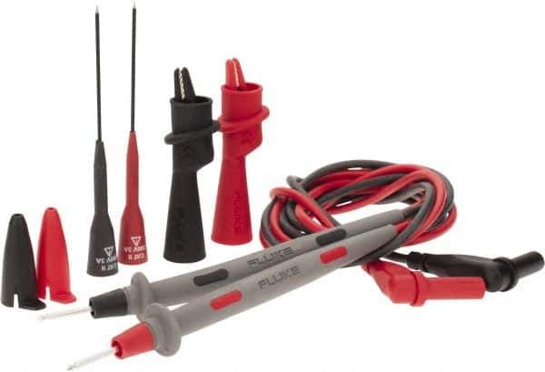 Fluke - Black/Red Electrical Test Equipment Leads Set - Use with Digital Multimeters - USA Tool & Supply