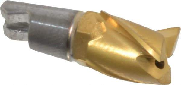 Seco - MM06 E02 Grade F30M Carbide End Milling Tip Insert - TiAlN/TiN Finish, 3 Flutes, 1/4" Cutting Diam, 0.296" Depth of Cut, 0.39" Extension - USA Tool & Supply