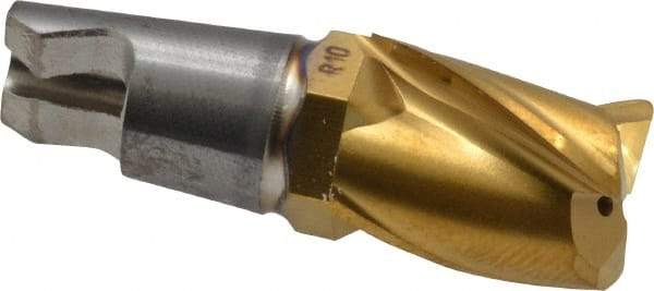 Seco - MM12 M04 Grade F40M Carbide End Milling Tip Insert - TiAlN/TiN Finish, 3 Flutes, 0.472" Cutting Diam, 0.61" Depth of Cut, 0.783" Extension, 0.039" Cnr Rad - USA Tool & Supply