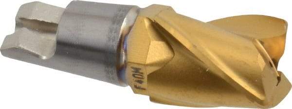 Seco - MM12 M04 Grade F40M Carbide End Milling Tip Insert - TiAlN/TiN Finish, 3 Flutes, 1/2" Cutting Diam, 0.61" Depth of Cut, 0.783" Extension, 0.031" Cnr Rad - USA Tool & Supply