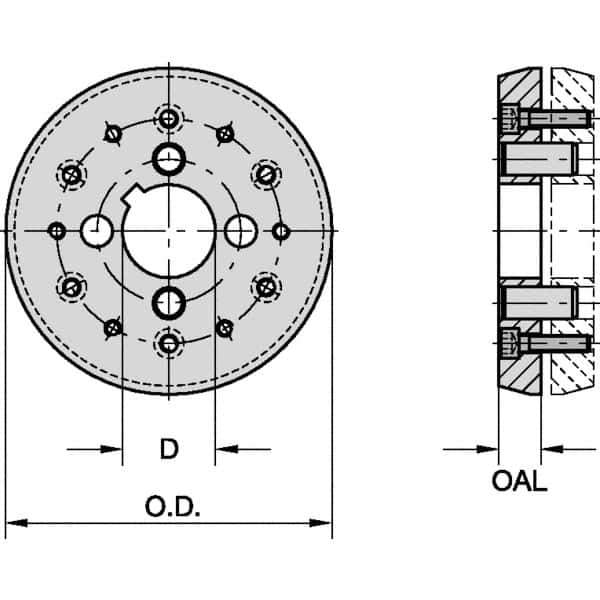 Kennametal - 2 Inch Hole Diameter, For 8, 10, 12 Inch Outside Diameter, Compatible Toolholder Style KVNS A2, Slotting Cutter Support Ring - 5-1/2 Inch Ring Outside Diameter, 0.472 Inch Ring Width - USA Tool & Supply
