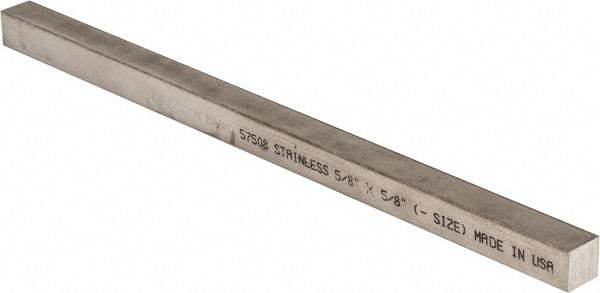 Precision Brand - 12" Long x 5/8" High x 5/8" Wide, Plain Key Stock - Stainless Steel - USA Tool & Supply