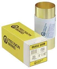 Precision Brand - 100 Inch Long x 6 Inch Wide x 0.006 Inch Thick, Roll Shim Stock - Brass - USA Tool & Supply