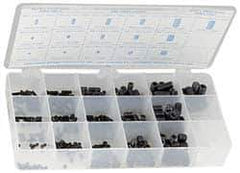 Precision Brand - 375 Piece, M3x0.50 to M8x1.25, Alloy Steel Set Screw Assortment - Hex Head, Hex Drive, 3 to 16mm Long - USA Tool & Supply