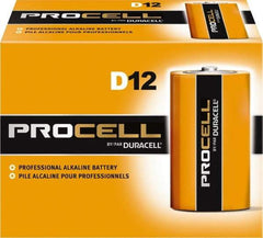 Duracell - Size D, Alkaline, Standard Battery - 1.5 Volts, Button Tab Terminal - USA Tool & Supply