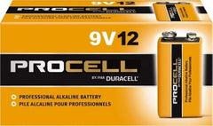 Duracell - Size 9V, Alkaline, 72 Pack, Standard Battery - 9 Volts, Snap Terminal - USA Tool & Supply