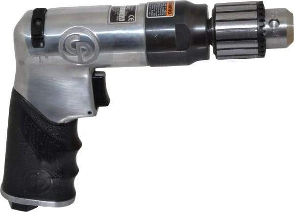 Chicago Pneumatic - 3/8" Reversible Keyed Chuck - Pistol Grip Handle, 4,200 RPM, 3.54 LPS, 7.5 CFM, 0.5 hp, 90 psi - USA Tool & Supply