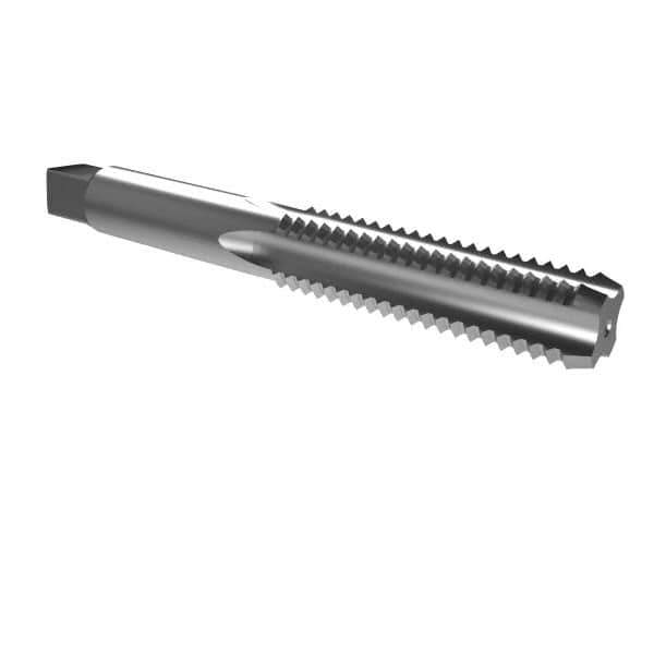 Interstate - M12x1.75 Metric Coarse 6H 4 Flute Bright Finish High Speed Steel Straight Flute Standard Hand Tap - Plug, Right Hand Thread, 3-3/8" OAL, 1-21/32" Thread Length, D6 Limit, Oversize - Exact Industrial Supply