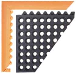 Notrax - 3' Long x 2" Wide x 3/4" Thick, Anti-Fatigue Modular Matting Ramp Edge - Male, Orange, Series 551 - USA Tool & Supply