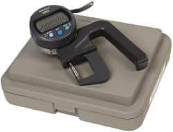 Mitutoyo - 0mm to 12mm Measurement, 0.001mm Resolution Electronic Thickness Gage - Accurate up to 0.0002", 3.5 N Measuring Force - USA Tool & Supply
