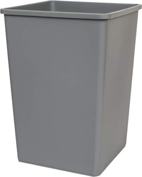 Rubbermaid - 35 Gal Gray Square Trash Can - Polyethylene, 27-5/8" High x 19-1/2" Long x 19-1/2" Wide - USA Tool & Supply