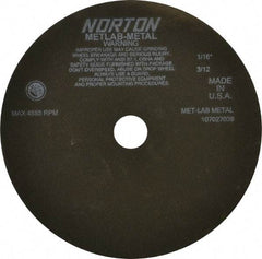 Norton - 10" 90 Grit Aluminum Oxide Cutoff Wheel - 1/16" Thick, 1-1/4" Arbor, 4,585 Max RPM, Use with Angle Grinders - USA Tool & Supply