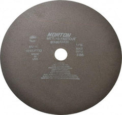 Norton - 12" 90 Grit Aluminum Oxide Cutoff Wheel - 1/16" Thick, 1-1/4" Arbor, 3,185 Max RPM, Use with Angle Grinders - USA Tool & Supply
