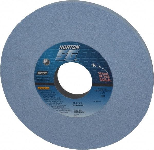 Norton - 12" Diam x 3" Hole x 1" Thick, J Hardness, 46 Grit Surface Grinding Wheel - Ceramic, Type 1, Coarse Grade, 2,070 Max RPM, Vitrified Bond, No Recess - USA Tool & Supply