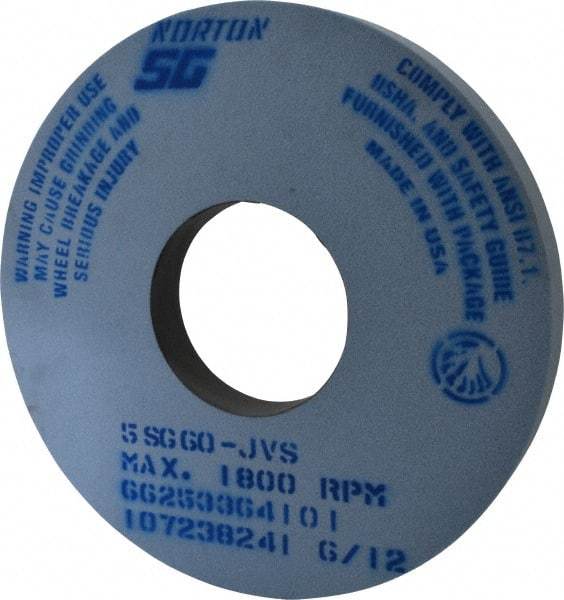 Norton - 14" Diam x 5" Hole x 1-1/2" Thick, J Hardness, 60 Grit Surface Grinding Wheel - Ceramic, Type 1, Medium Grade, 1,800 Max RPM, Vitrified Bond, No Recess - USA Tool & Supply