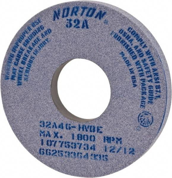 Norton - 14" Diam x 5" Hole x 1" Thick, I Hardness, 46 Grit Surface Grinding Wheel - Ceramic, Type 1, Coarse Grade, 1,800 Max RPM, Vitrified Bond, No Recess - USA Tool & Supply