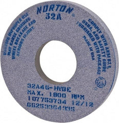 Norton - 14" Diam x 5" Hole x 1" Thick, I Hardness, 46 Grit Surface Grinding Wheel - Ceramic, Type 1, Coarse Grade, 1,800 Max RPM, Vitrified Bond, No Recess - USA Tool & Supply