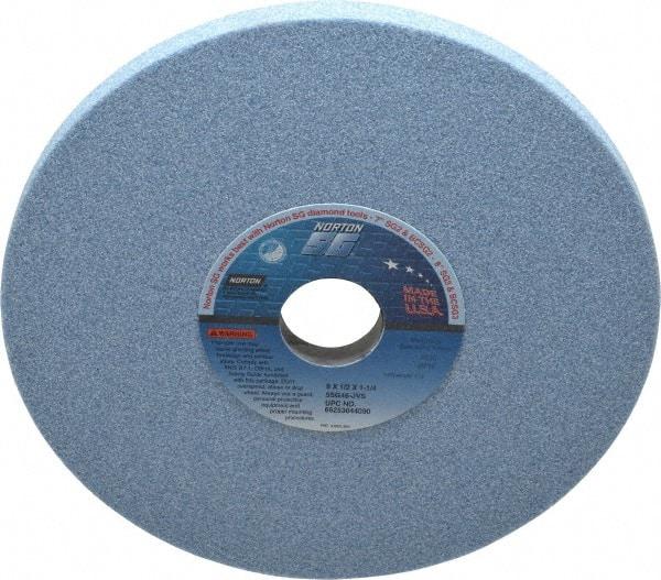 Norton - 8" Diam x 1-1/4" Hole x 1/2" Thick, J Hardness, 46 Grit Surface Grinding Wheel - Ceramic, Type 1, Coarse Grade, 3,600 Max RPM, Vitrified Bond, No Recess - USA Tool & Supply