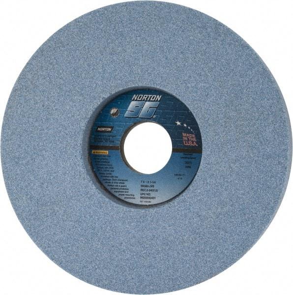 Norton - 7" Diam x 1-1/4" Hole x 1" Thick, J Hardness, 60 Grit Surface Grinding Wheel - Ceramic, Type 5, Medium Grade, 3,600 Max RPM, Vitrified Bond, One-Side Recess - USA Tool & Supply