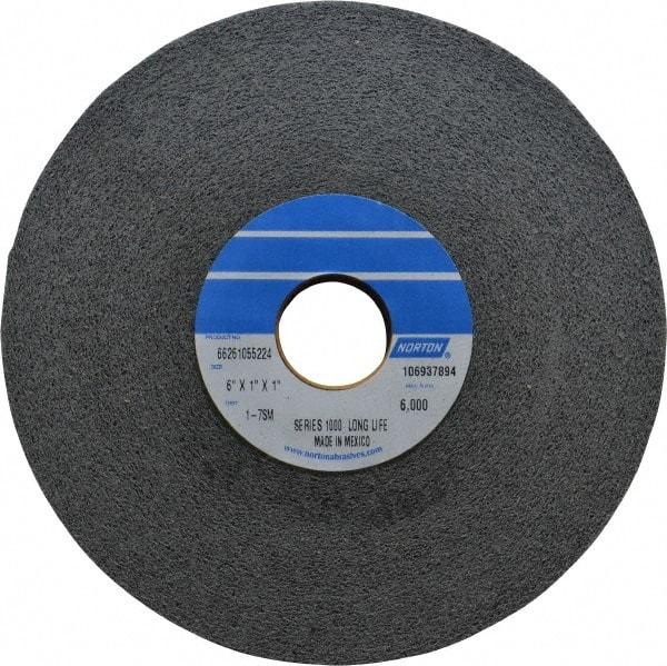 Norton - 6" Diam, 1" Face Width, 1" Center Hole, Medium Grade, Silicon Carbide Deburring Wheel - Convolute, Hard Density 7 Grade, 6,000 RPM - USA Tool & Supply