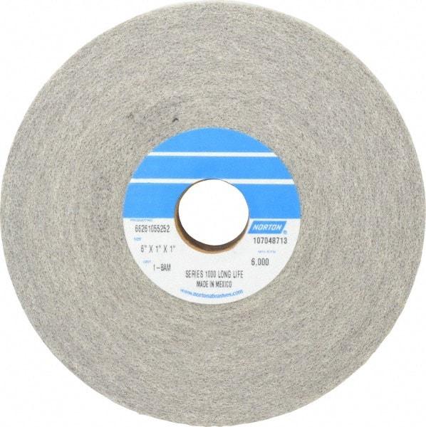 Norton - 6" Diam, 1" Face Width, 1" Center Hole, Medium Grade, Aluminum Oxide Deburring Wheel - Convolute, Hard Density 8 Grade, 4,500 RPM - USA Tool & Supply
