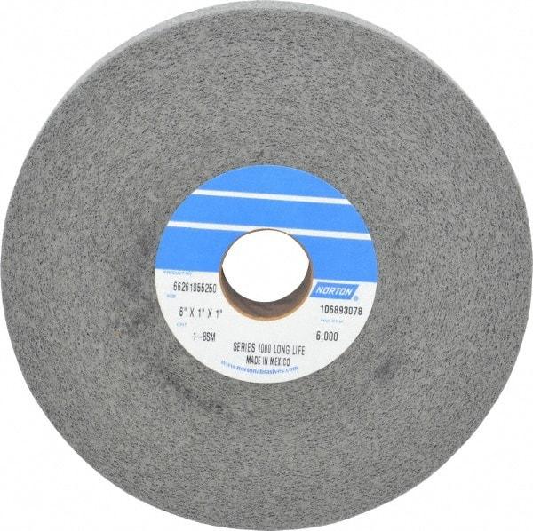 Norton - 6" Diam, 1" Face Width, 1" Center Hole, Medium Grade, Silicon Carbide Deburring Wheel - Convolute, Hard Density 8 Grade, 4,500 RPM - USA Tool & Supply