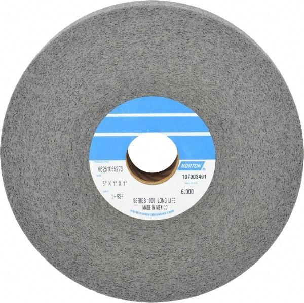 Norton - 6" Diam, 1" Face Width, 1" Center Hole, Fine Grade, Silicon Carbide Deburring Wheel - Convolute, Hard Density 9 Grade, 4,500 RPM - USA Tool & Supply
