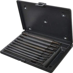 Walton - #0 to 1/2" Tap Extension Set - Alloy Steel, 8" Overall Length, 5/8" Max Outside Diam, 0.219, 0.318, 0.323, 0.367, 0.381, (4) 0.255" Extension Shank Diam, 9 Piece Set - USA Tool & Supply