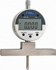 Fowler - 0" to 22" Alloy Steel Electronic Depth Gage - 0.0008" Accuracy, 0.01mm Resolution, 4" Base Length - USA Tool & Supply