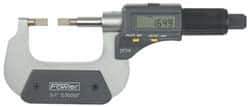 Fowler - 3" to 4" Mechanical Blade Micrometer - 0.0002" Accuracy, 0.001mm Graduation, 0.03" Blade Thickness, Friction Thimble, Digital Counter - USA Tool & Supply
