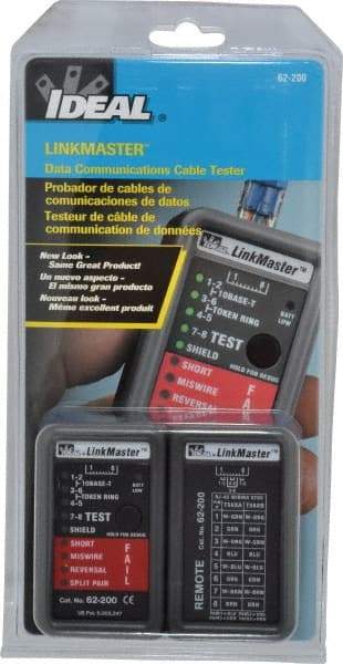 Ideal - STP & UTP Cable Tester - 10BaseT, T568A & T568B Connectors - USA Tool & Supply