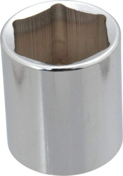 Proto - 1/2" Drive, Standard Hand Socket - 6 Points, 1-3/4" OAL, Chrome Finish - USA Tool & Supply