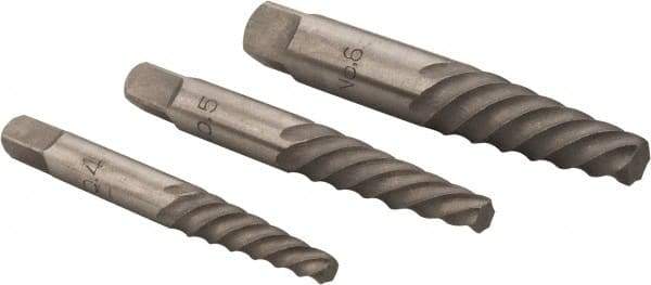 Interstate - 3 Piece Spiral Flute Screw Extractor Set - Screw Range 7/16 to 1" - USA Tool & Supply