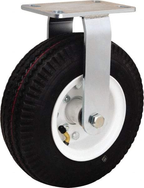 Hamilton - 10" Diam, Rubber Rigid Caster - 480 Lb Capacity, Top Plate Mount, 4" x 4-1/2" Plate, Straight Roller Bearing - USA Tool & Supply