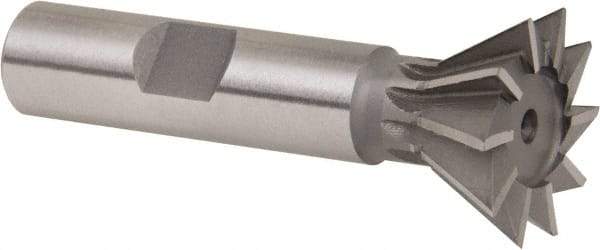 Whitney Tool Co. - 1" Diam x 7/16" Width of Cut, 60° Included Angle, Cobalt Dovetail Cutter - 1/2" Shank Diam, 2-1/2" Overall Length, Weldon Flat, Uncoated - USA Tool & Supply