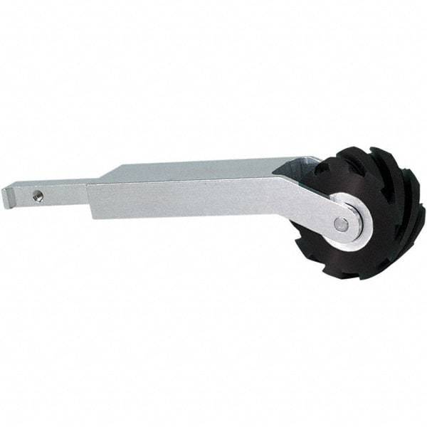 Dynabrade - 1" Wide Contact Arm - 24" Belt Length x 1" Belt Width, Serrated, Rubber, 70" Contact Wheel Diam - USA Tool & Supply