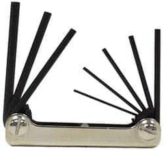 Eklind - 8 Piece Fold-Up Hex Key Set - Hex Range 3/32 to 1/4" - USA Tool & Supply