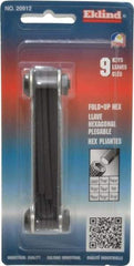 Eklind - 9 Piece Fold-Up Hex Key Set - Hex Range 0.05 to 3/16" - USA Tool & Supply