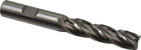Weldon - 1/2" Diam, 2" LOC, 4 Flute Cobalt Roughing & Finishing Square End Mill - Uncoated, 4" OAL, 1/2" Shank Diam, Weldon Shank, 30° Helix, Centercutting - USA Tool & Supply