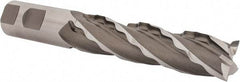 Weldon - 1" Diam, 4" LOC, 4 Flute Cobalt Roughing & Finishing Square End Mill - Uncoated, 6-1/2" OAL, 1" Shank Diam, Weldon Shank, 30° Helix, Centercutting - USA Tool & Supply