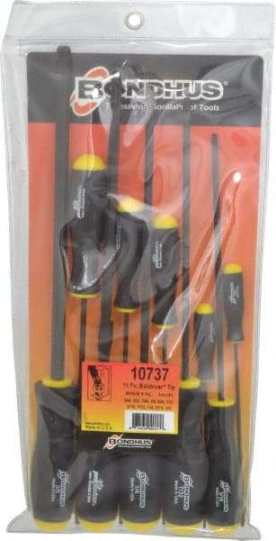 Bondhus - 11 Piece, 5/64 to 3/8" Ball End Hex Driver Set - Comes in Vinyl Pouch - USA Tool & Supply